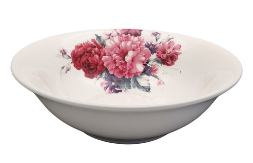 [CCK202-90] 9" Porcelain Shallow Bowl, Pink Flower (24 pc/ctn)