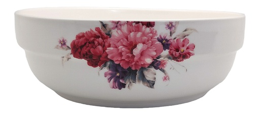 [CCK203-90] 9" Porcelain Deep Bowl, Pink Flower (24 pc/ctn)