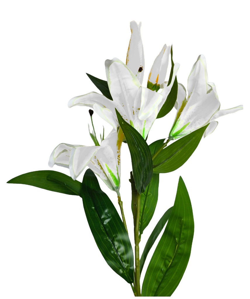 Lily w. 95cm Stem, 3 Flowers+2 Bud, White(120 pc/ctn)