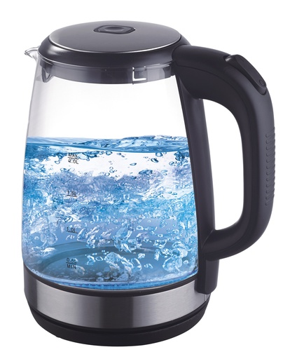 [70016] 2.1L Borosilicate Glass Electric Kettle w. Blue Light & Auto Shut Off - 1500Watts (6 pcs/ctn)