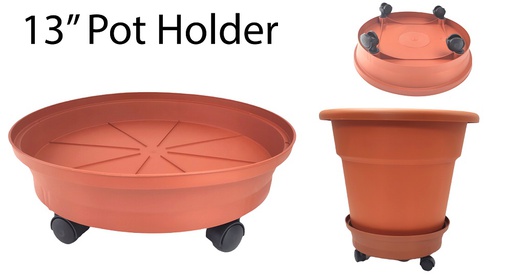 [FL0132] 13&quot;(32cm) Round  Flower Pot Holder with Wheels (6 pcs/ctn)