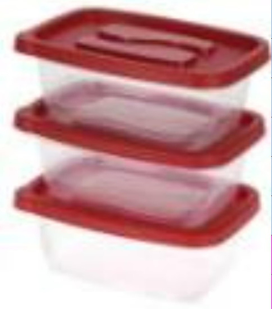 3 pc 1130ml Plastic Food Container Set , Rect. (24 set/ctn)