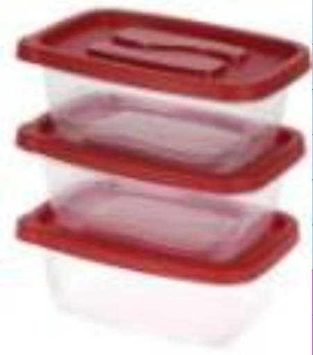 [P50403] 3 pc 1130ml Plastic Food Container Set , Rect. (24 set/ctn)