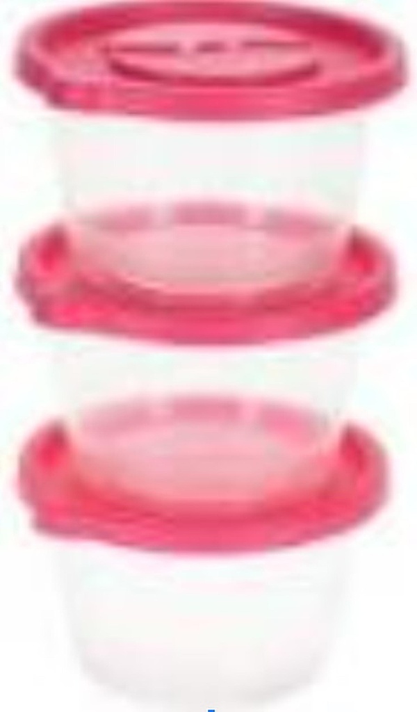 3 pc 1230ml Plastic Food Container Set , Round (24 set/ctn)