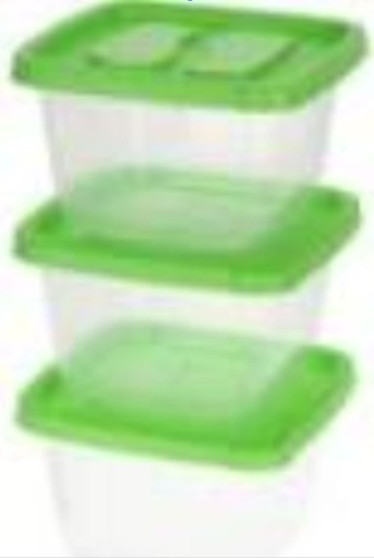 [P50423] 3 pc 1360ml Plastic Food Container Set , Square (24 set/ctn)