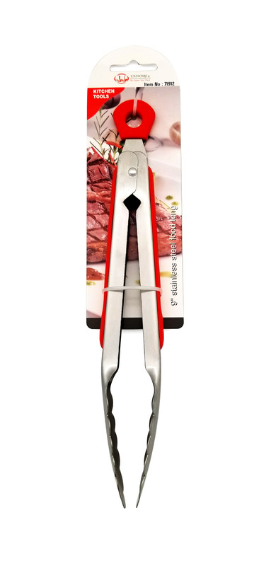 9" Stainless Steel Food Tongs, Mixed Colors (72 pcs/ctn)