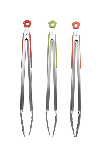 [71913] 12" Stainless Steel Food Tongs, Mixed Colors (72 pcs/ctn)