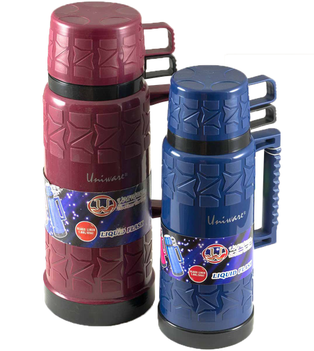 [7600-1] 1 Liter Plastic Vacuum Flask with 2 Cup Tops (6 pcs/ctn)