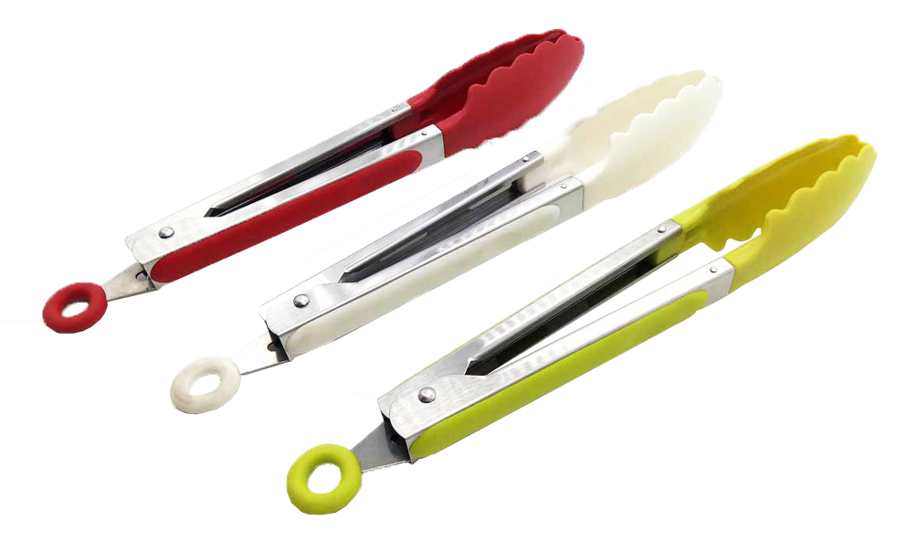 9" Stainless Steel Nylon Tongs, Mixed Colors (48 pcs/ctn)