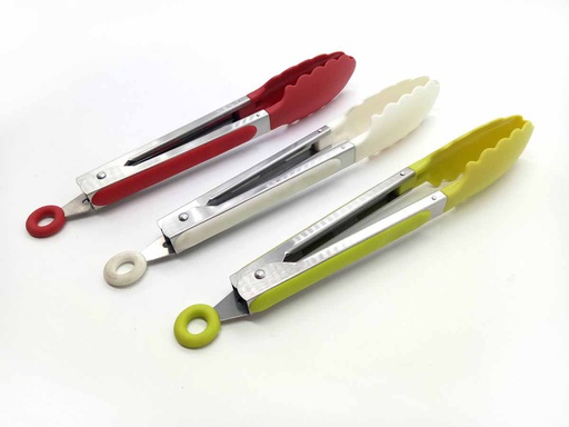 [77004] 9" Stainless Steel Nylon Tongs, Mixed Colors (48 pcs/ctn)