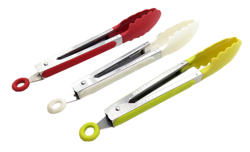 [77004] 9" Stainless Steel Nylon Tongs, Mixed Colors (48 pcs/ctn)