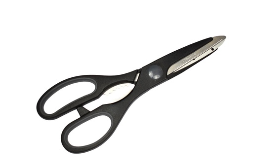 [77015-B] 3" Blade Black Kitchen Scissors w. Nutcracker (48 pcs/ctn)