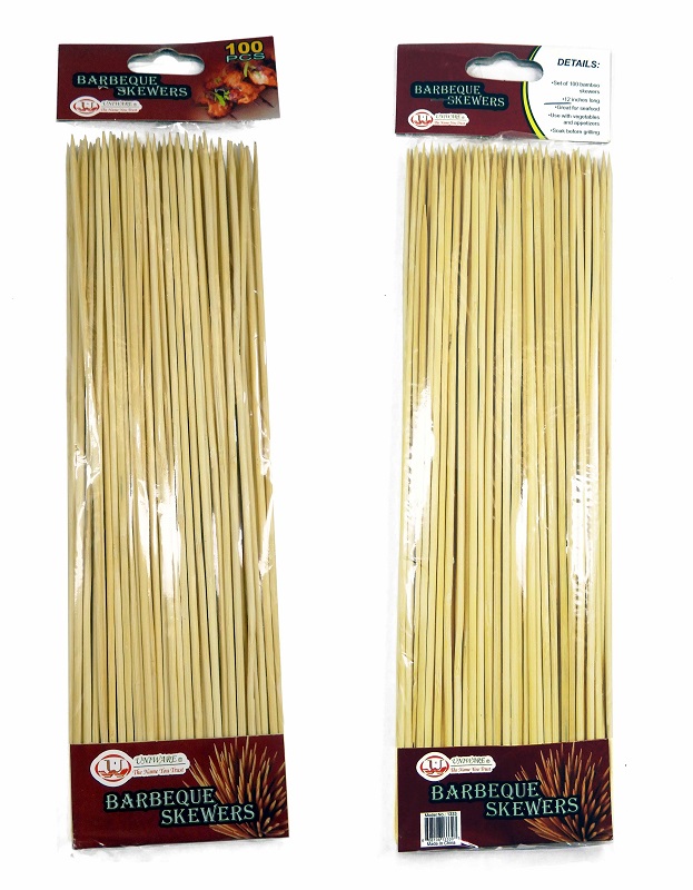 100 pc 12" Bamboo BBQ Skewers (100 bag/ctn)