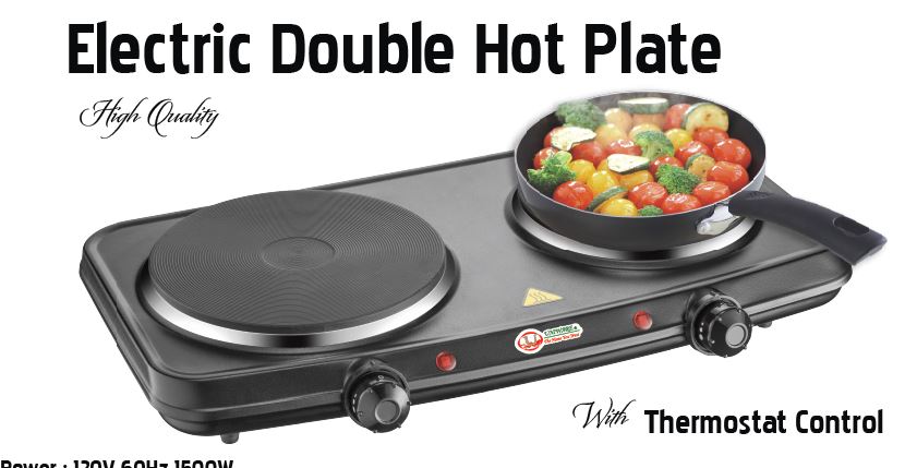 1500 Watt Double Electric Hot Plate (4 pcs/ctn)
