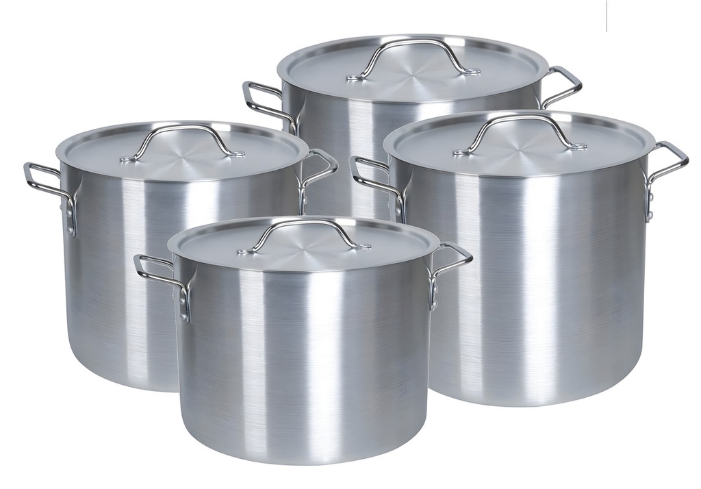 8 pc Heavy Gauge Aluminum Stock Pot Set, 8, 12, 16 and 20 Quart (2 sets/ctn)
