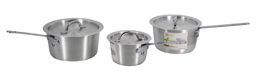 [9002] 6 pc Heavy Gauge Aluminum Sauce Pan Set, 1.5Qt, 2.75Qt, 3.75Qt (6 sets/ctn)