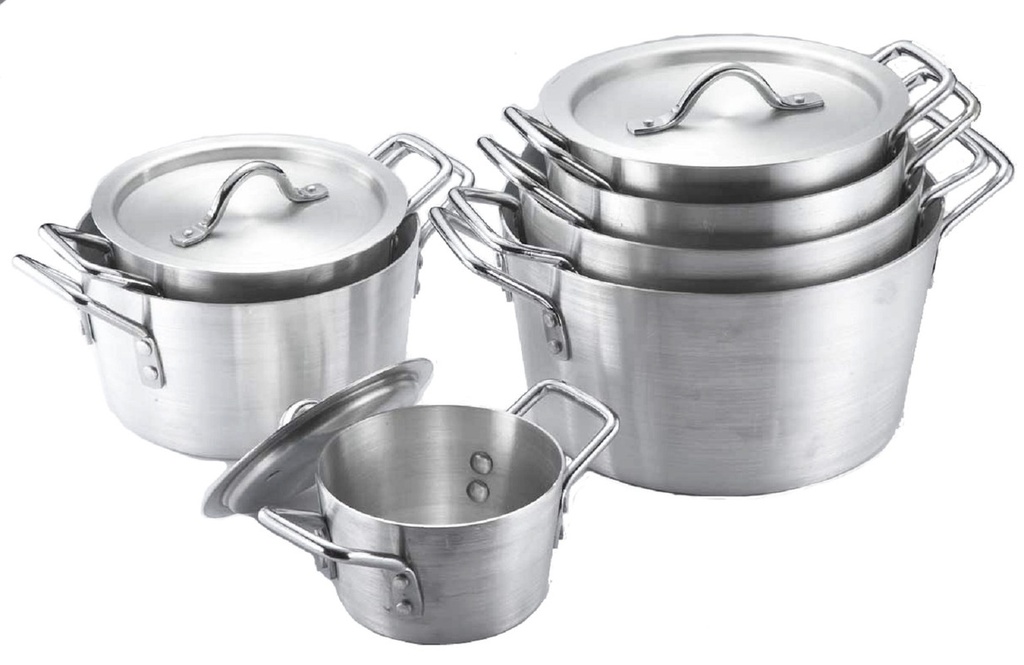 1.5, 2.75, 3.75, 4.75, 5.5, 7,10QT Heavy Gauge Aluminum Stock Pot Set w Lids (2 sets/ctn)