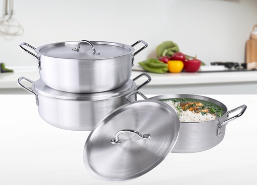 [9010] 6 pc Heavy Gauge Aluminum Brazier Pot Set (2 sets/ctn)v