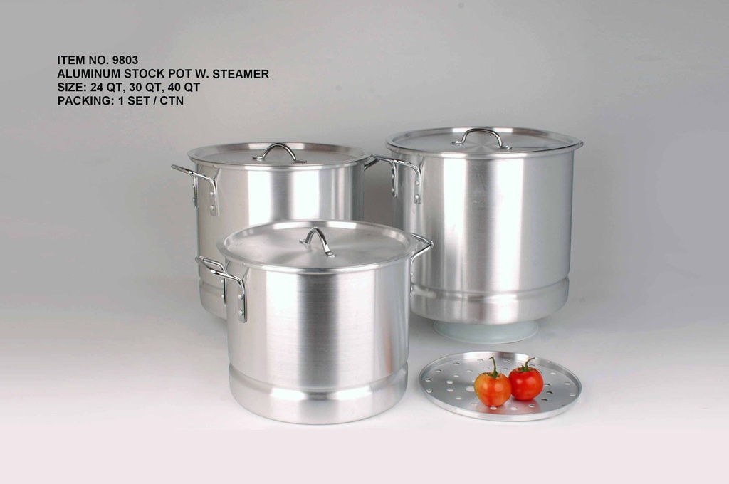 6 pc Heavy Duty Aluminum Stock Pot Set w Steamer (1 sets/ctn