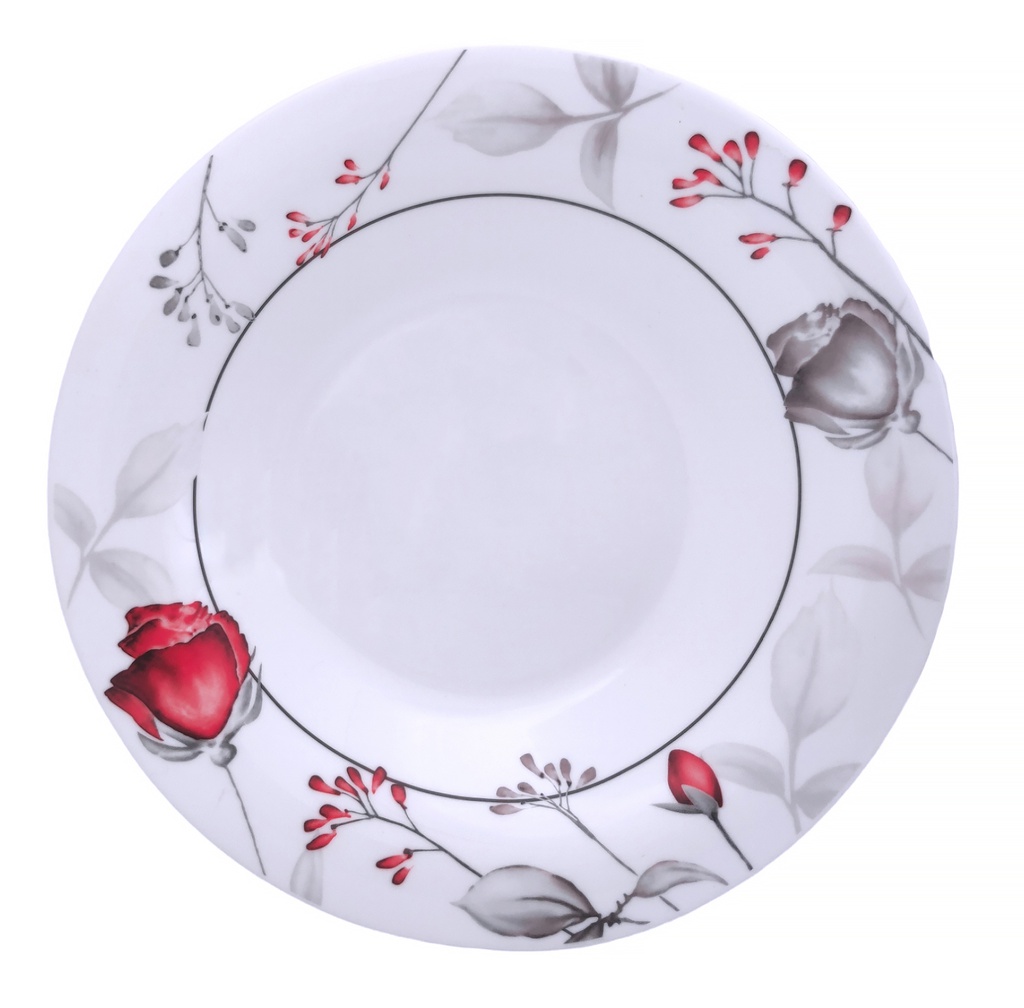 9.5" Opal Glass Rose Flower Soup Plate (36 pcs/ctn)