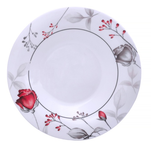 [RA201-95] 9.5" Opal Glass Rose Flower Soup Plate (36 pcs/ctn)