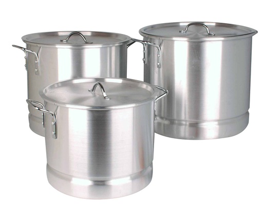 [9819] 64, 84, 100 QT Alum. Stock Pot With Steamer Set (1 set/ctn)