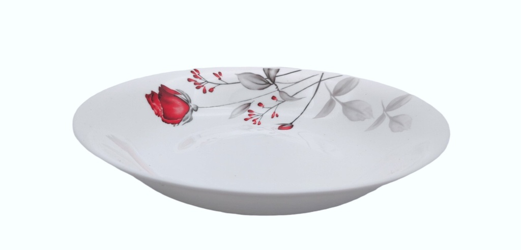 8.5" Opal Glass Rose Flower Shallow Bowl (18 pcs/ctn)