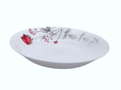 [RA202-95] 9.5" Opal Glass Rose Flower Shallow Bowl (18 pcs/ctn)