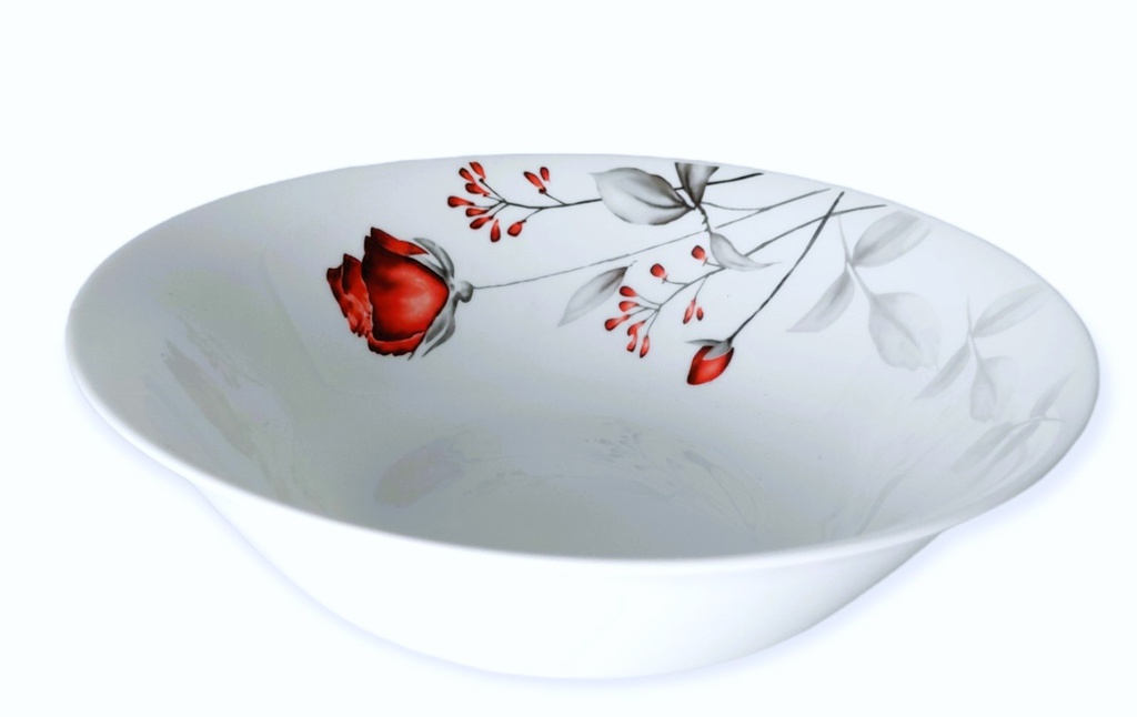 10.5&quot; Opal Glass Rose Flower Shallow Bowl (18 pcs/ctn)