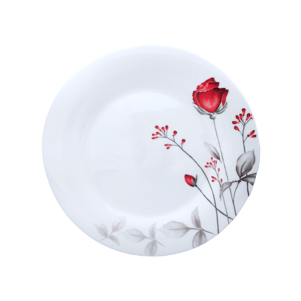 10&quot; Opal Glass Rose Flower Dinner Plate (36 pcs/ctn)