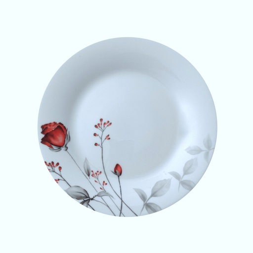 [RA204-70] 7" Opal Glass Rose Flower Shallow Plate (36 pcs/ctn)