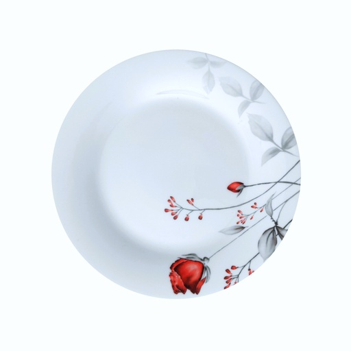 [RA204-80] 8" Opal Glass Rose Flower Shallow Plate (36 pcs/ctn)