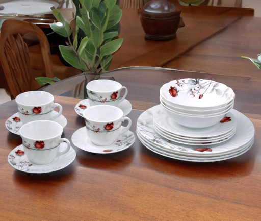 [RA300-20] 20 pc Rose Flower Dinnerware Set (4 sets/ctn)