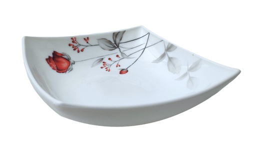 [RA603-100] 10" Opal Glass Rose Flower Square Bowl (18 pcs/ctn)