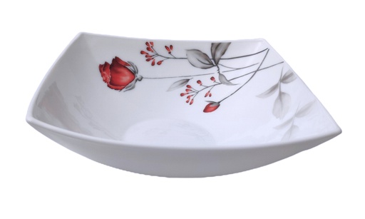[RA603-115] 11.5" Opal GlassRose Flower Square Bowl (18 pcs/ctn)