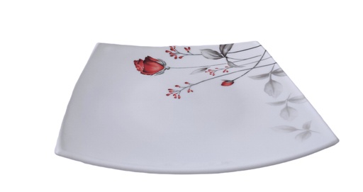 [RA604-85] 8.5" Opal Glass Rose Flower Square Plate (36 pcs/ctn)