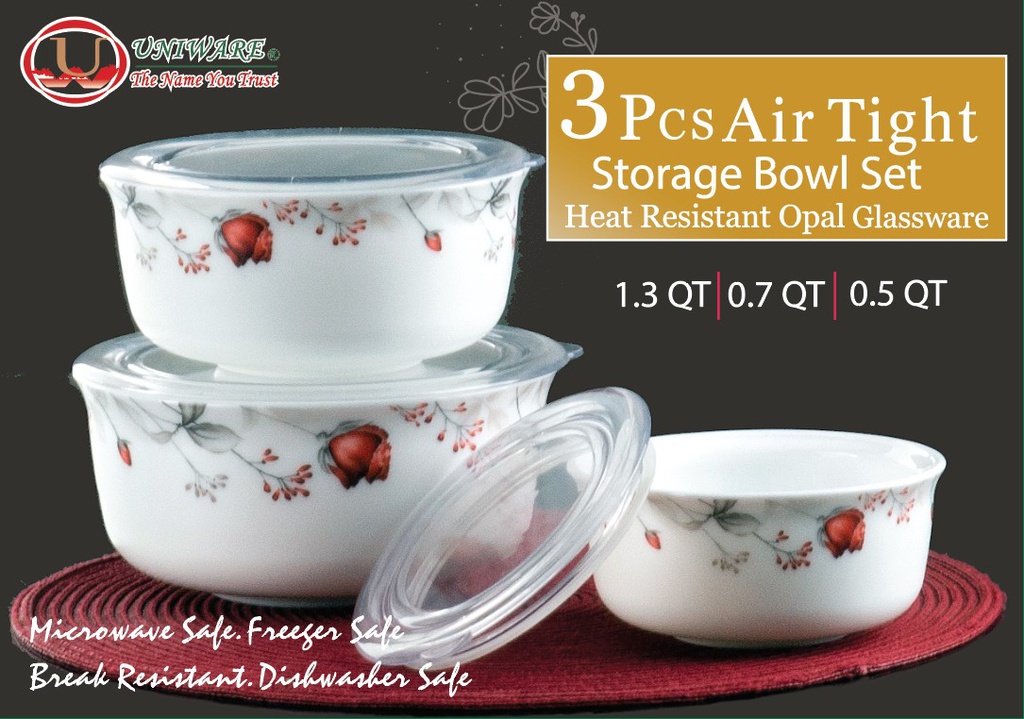 3 pc Opal Glass Rose Flower Container Set (12 sets/ctn)