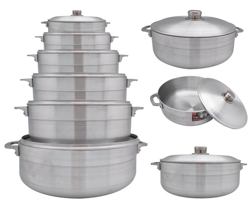 [9996] 12 pc Aluminum Caldero Set with Lids(1 sets/ctn)