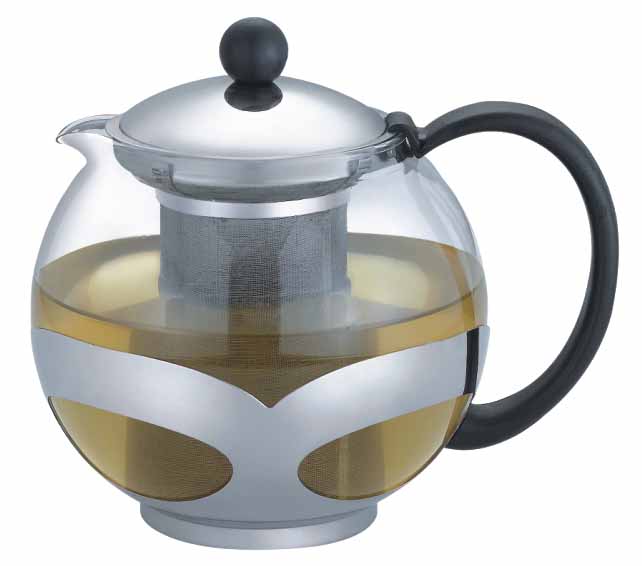 1200ml Stainless Steel Glass Kettle with Filter (6 pcs/ctn)