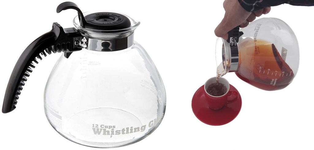 1600ml Stove Safe Whistling Glass Kettle (12 pcs/ctn)