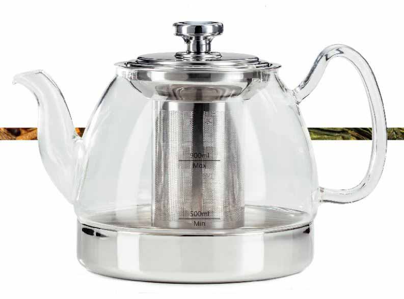 1200ml Hop-Top Borosilicate Glass Kettle with S.S. Filter (12 pcs/ctn)