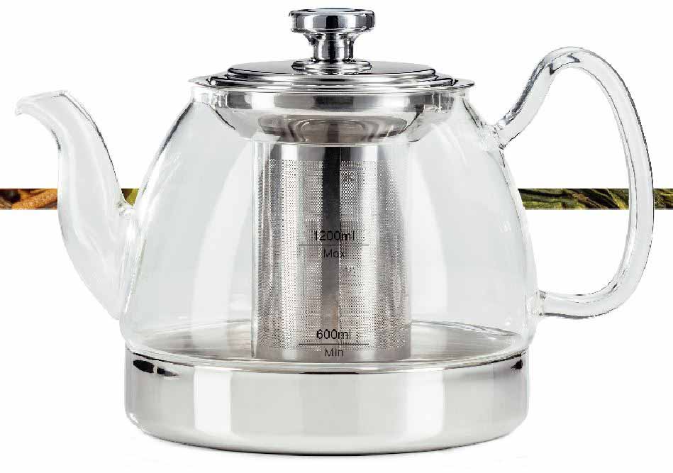 1500ml Hop-Top Borosilicate Glass Kettle with S.S. Filter (12 pcs/ctn)