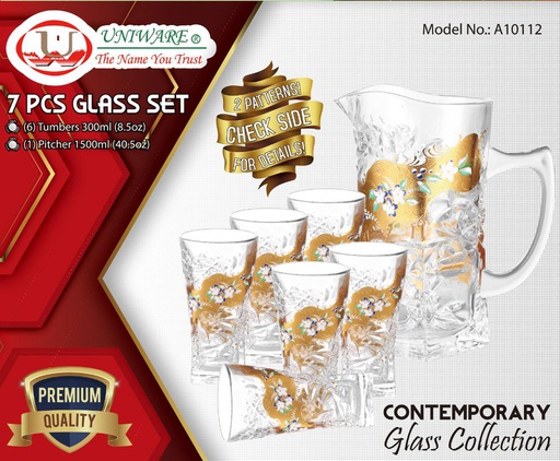 [A10112] 7 pc Golden Electroplate Glass Set (4 sets/ctn)
