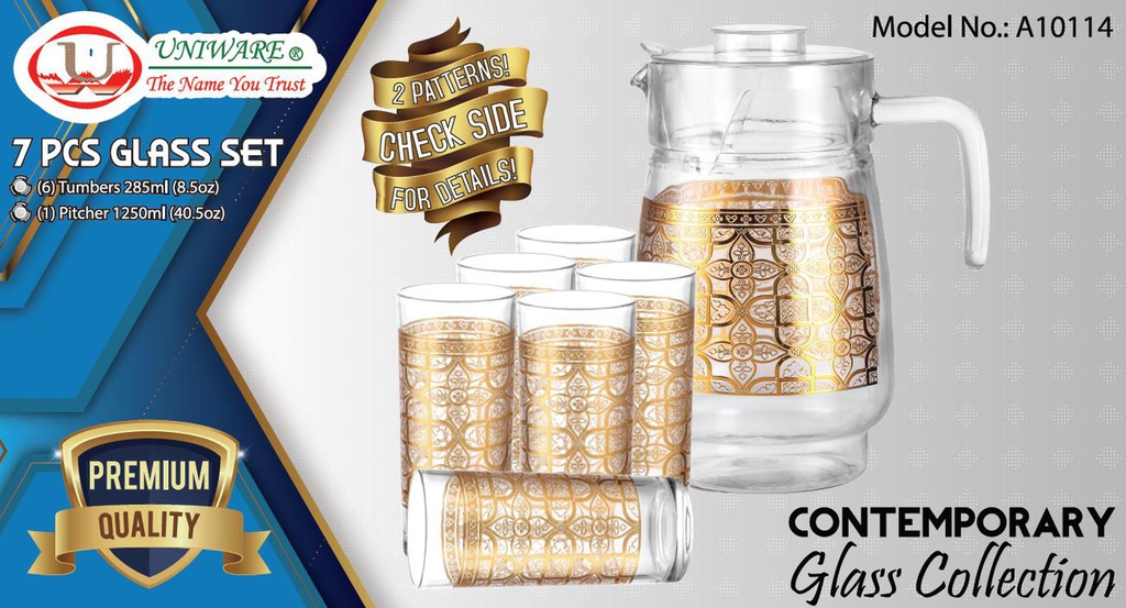 7 pc Golden Electroplate Glass Set (6 sets/ctn)