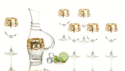 [A10116] 7 pc Golden Electroplate Glass Set (4 sets/ctn)