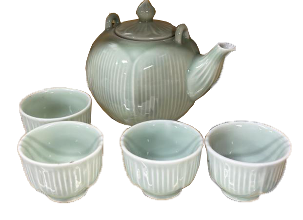 Ceramic Tea Kettle with 4 Cups (6 set/ctn)