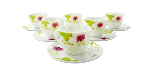 [A200-190C] 12 pc Opal Glass Lotus Flower Cup & Saucer Set (12 sets/ctn)