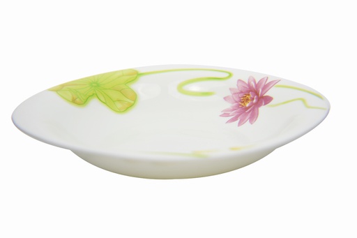 [A201-95C] 9.5" Opal Glass Lotus Flower Soup Plate (36 pcs/ctn)