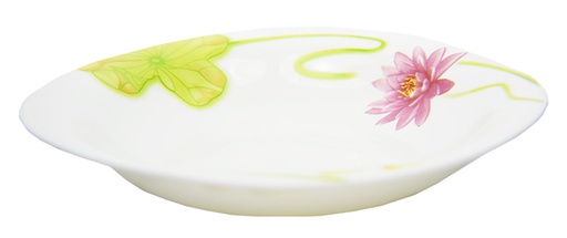 [A202-75C] 7.5" Opal Glass Lotus Flower Shallow Bowl (36 pcs/ctn)