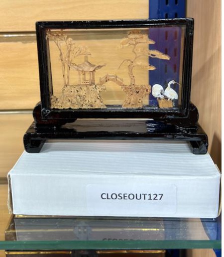 [CLOSEOUT127] Home Deco, Glass & Wood Ornament, Crane, Pine Tree & Pavilion (6pc/ctn)